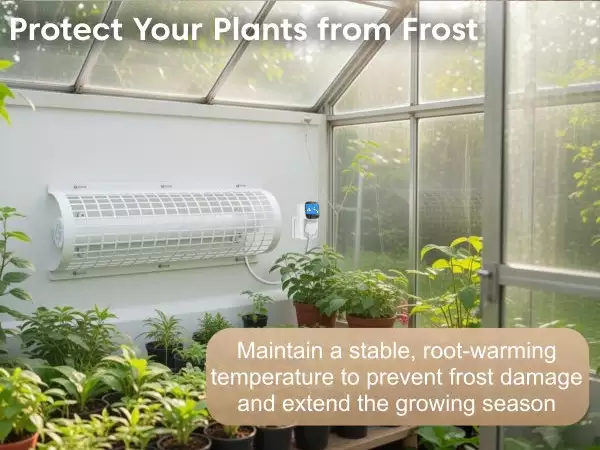 Morris 4ft tube heater with thermostat and guard set for the greenhouse mobile